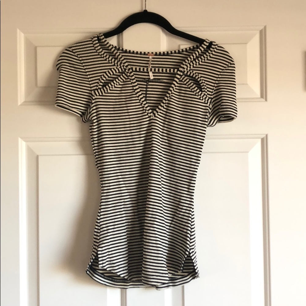 White & Black Striped Top